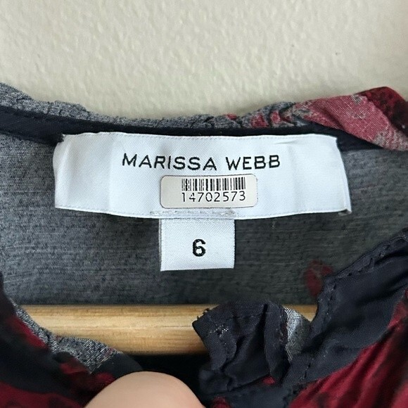 Marissa Webb Collective Button Front Navy Floral Midi Dress Size 6 - Picture 4 of 7